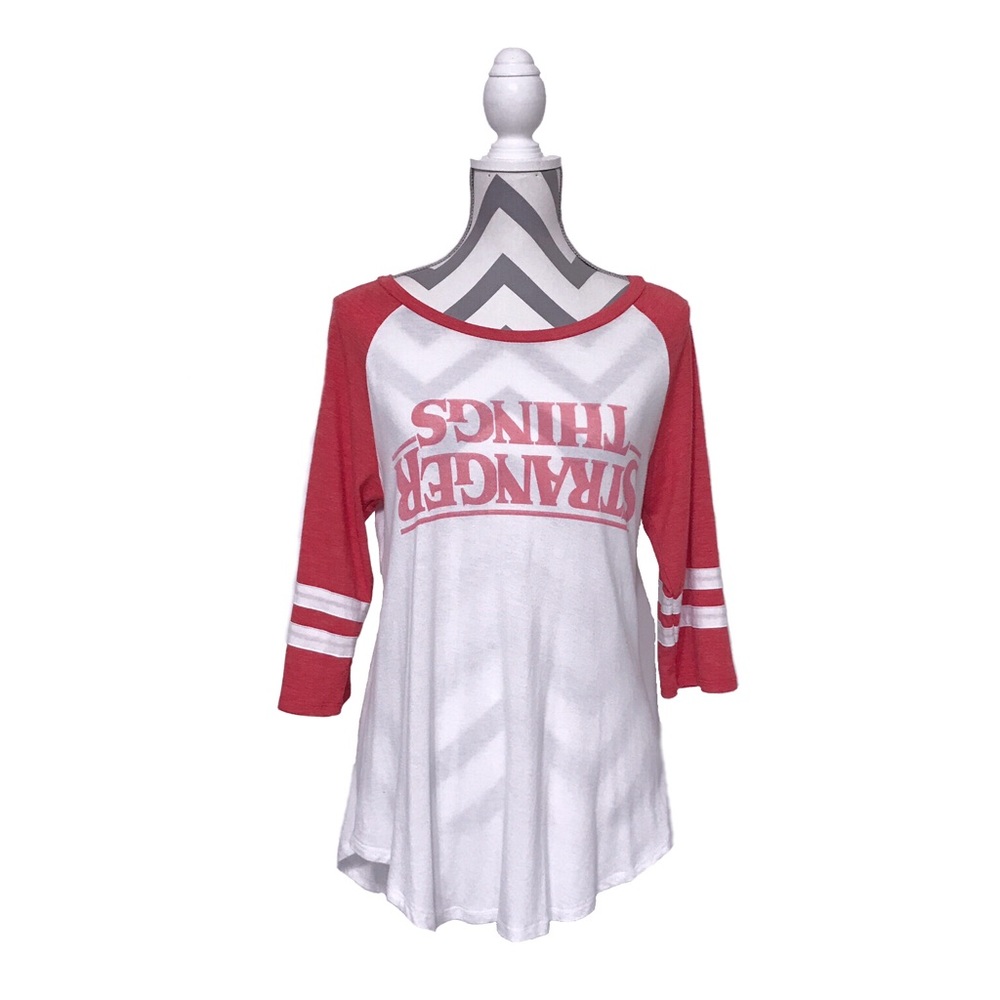 Stranger Things Baseball Tee-Slight Hi-Lo-GUC-Lg.